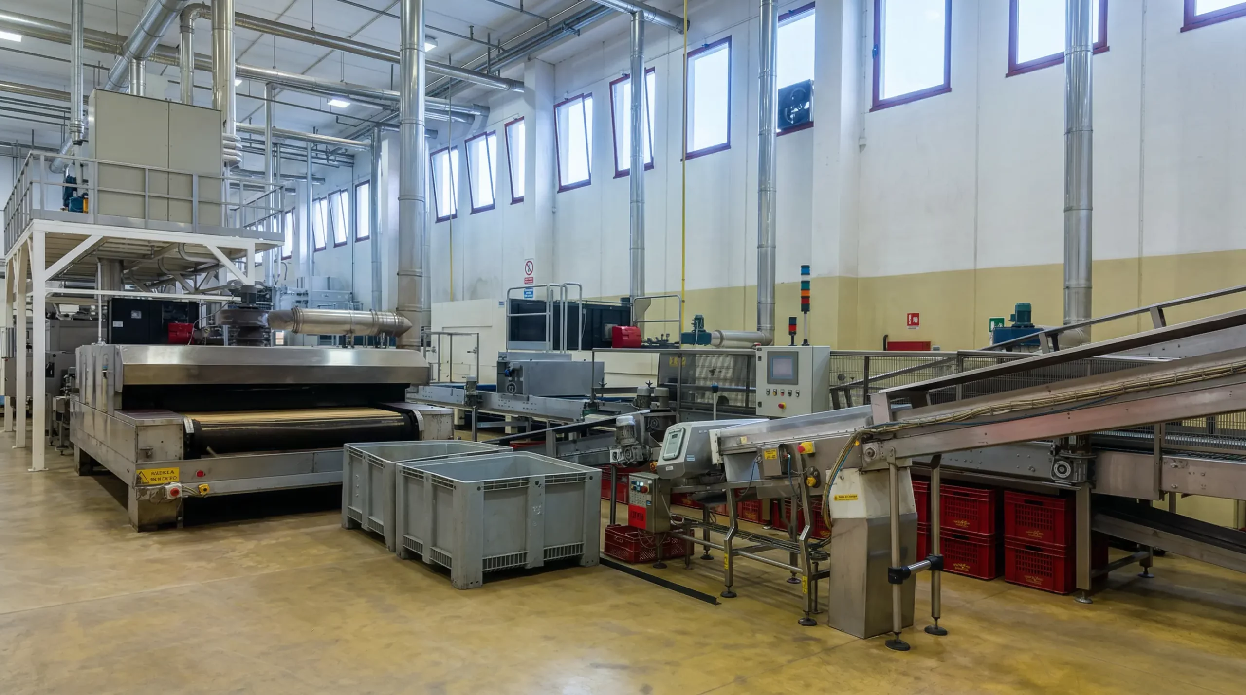 Sistema professionale di abbattimento rapido della temperatura per linee di panificazione industriale di grissini. Soluzione Frigo 2000 di Roberto Cagnina per garantire lo Zero Fermi Macchina e l'efficienza produttiva ad Alessandria.